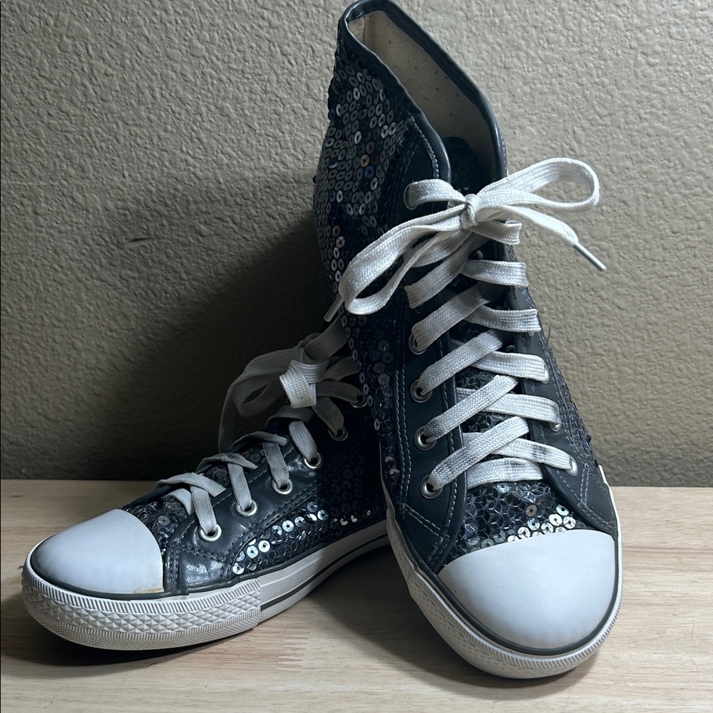 Balera Silver Sequin High-Top Hip Hop Dance Sneakers